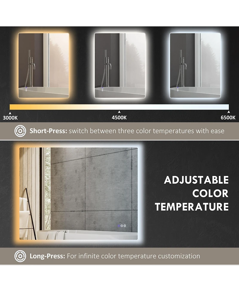 Homcom 39" x 32" Dimmable Led Bathroom Mirror w/ Infinite Color Temp