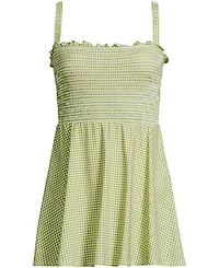 Lands' End Women's Square Neck Smocked Mini Swim Dress