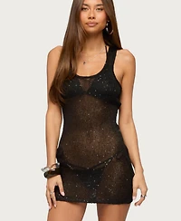 Edikted Women's Xayah Sequin Sheer Knit Mini Dress