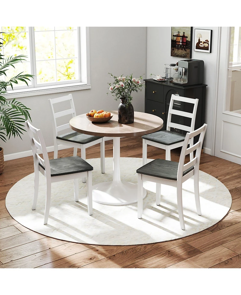 Slickblue Wooden Dining Chairs Set of 2 with Solid Rubber Wood Legs for Kitchen and Dining Room-Grey