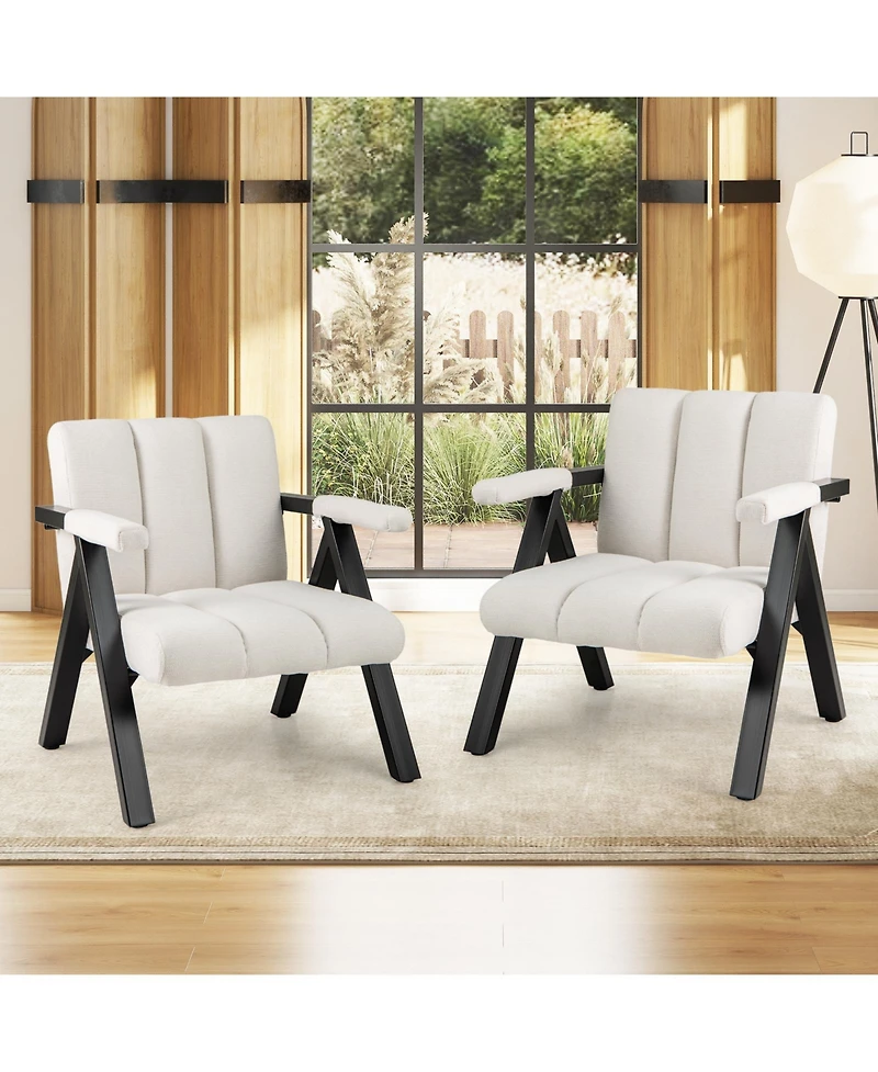 Slickblue Large Accent Chair with Metal Frame and Armrests