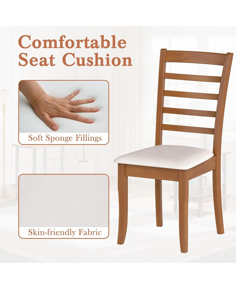 Slickblue Modern Upholstered Wooden Dining Chairs Set of 2 for Kitchen and Dining Room-Beige