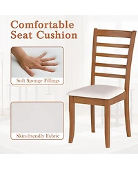 Slickblue Modern Upholstered Wooden Dining Chairs Set of 2 for Kitchen and Dining Room-Beige