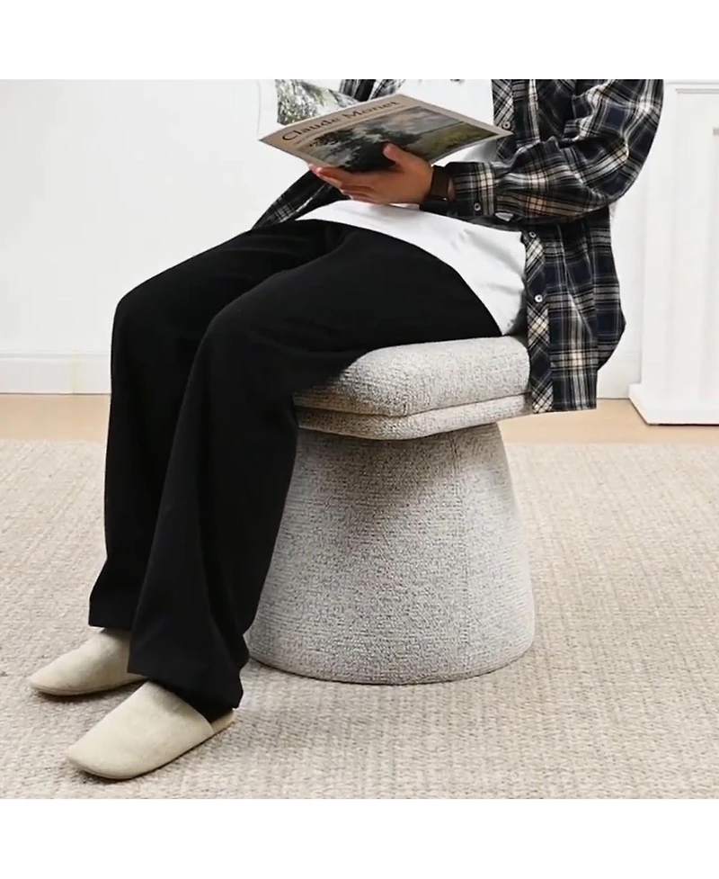 Maison Boucle Swivel Home Office Chair, Upholstered Fabric Desk Chair, Armless, 1 Pc