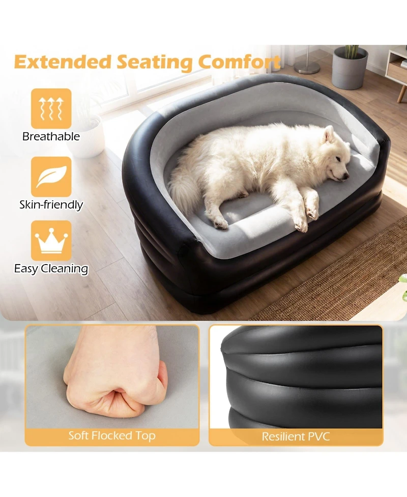 Sugift Portable Inflatable Loveseat Sofa with Flocked Surface for Two