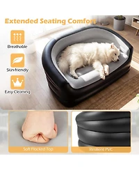 Sugift Portable Inflatable Loveseat Sofa with Flocked Surface for Two