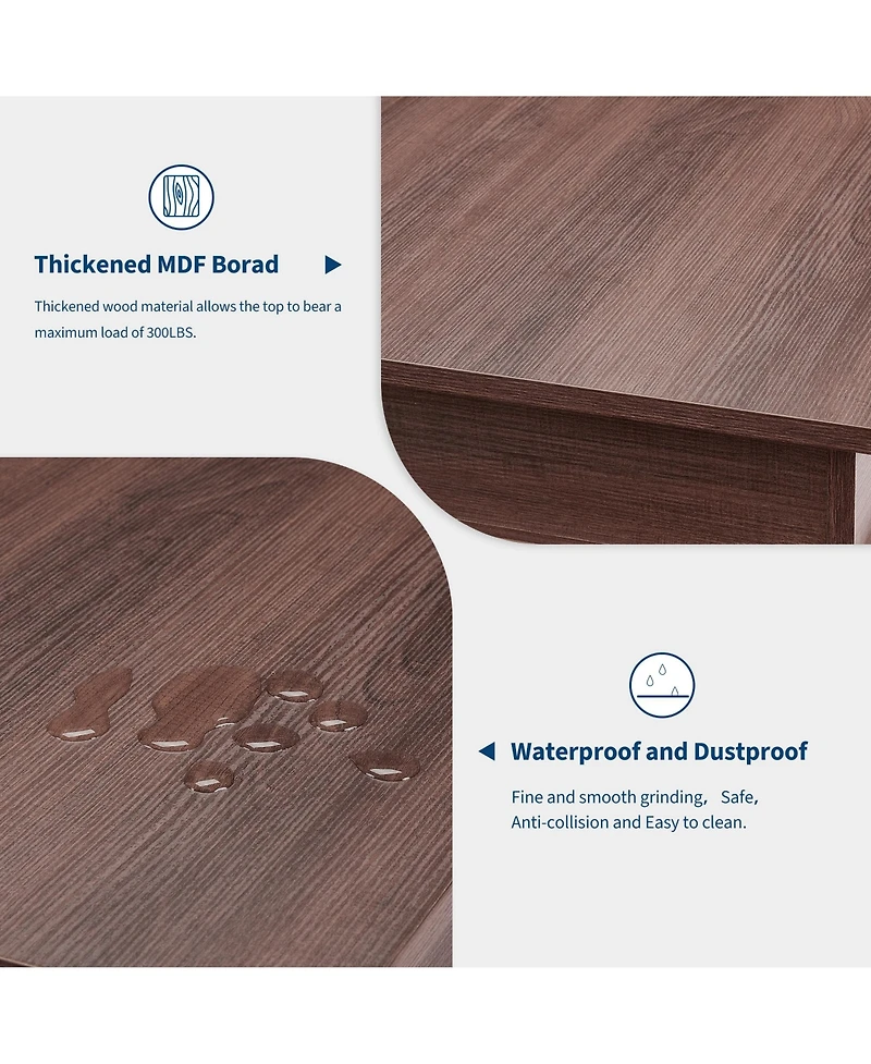 homfan Farmhouse Dining Table for 6 to 8, Rectangular Wood Kitchen with V-Shape Base, Available 63 and 71