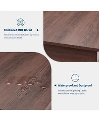 homfan Farmhouse Dining Table for 6 to 8, Rectangular Wood Kitchen with V-Shape Base, Available 63 and 71