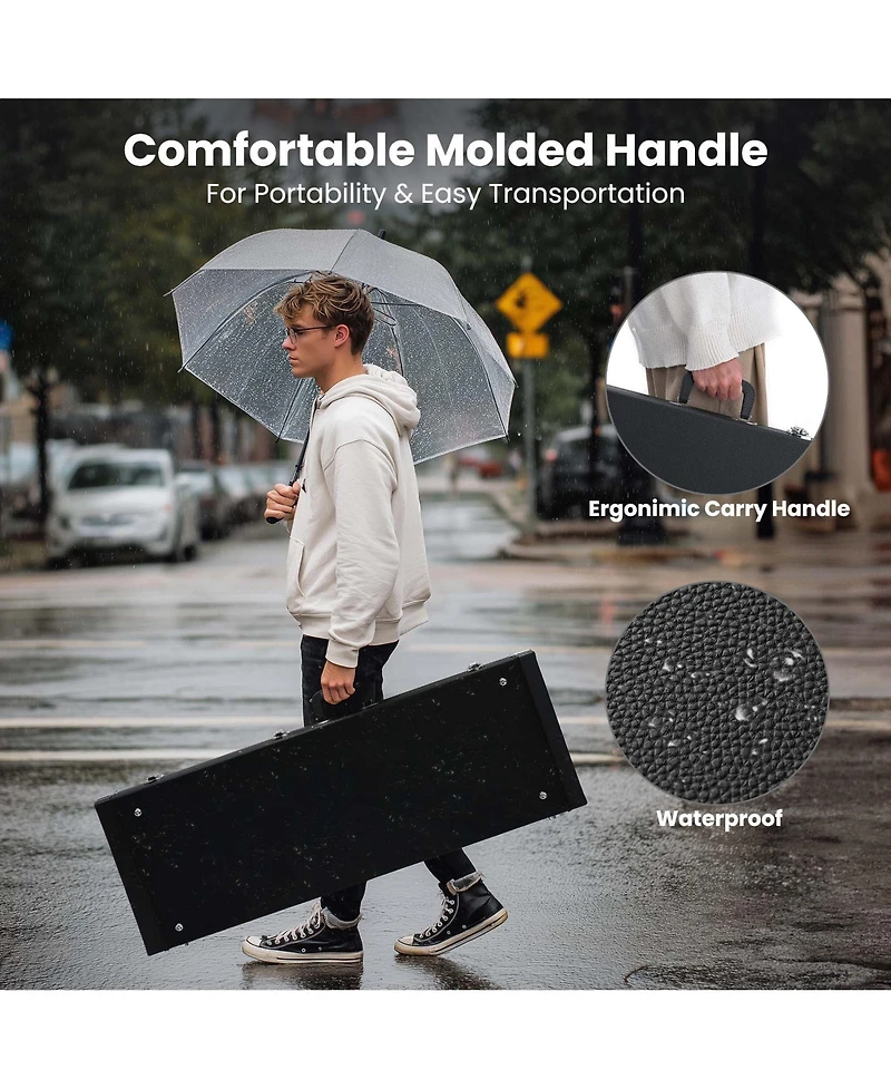 Yescom 2 Set Electric Guitar Hard Cases Wooden Shell for Lp Style and Universal Fit Portable Gig Bag with Lock Studio Travel