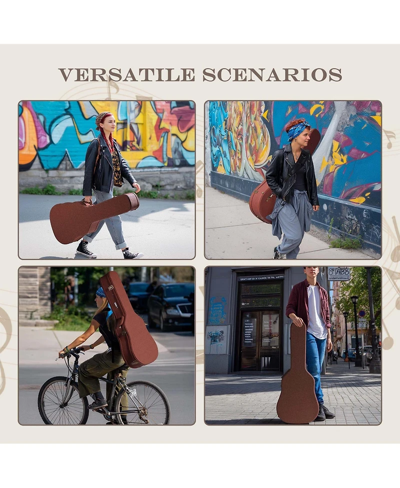 Yescom Acoustic Guitar Hard Case with Backpack Strap and Folding Stand Fits 40" 41" Dreadnought 2026 Exclusive Edition Rococo Burnt Sienna