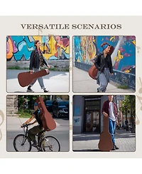 Yescom Acoustic Guitar Hard Case with Backpack Strap and Folding Stand Fits 40" 41" Dreadnought 2026 Exclusive Edition Rococo Burnt Sienna