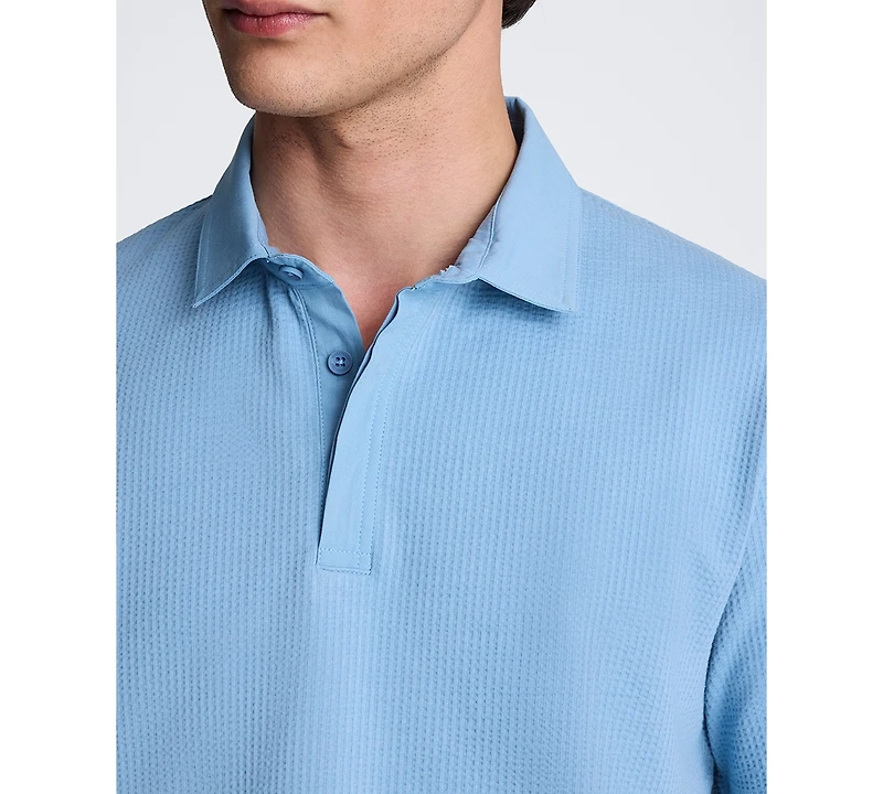 Kenneth Cole Men's Cotton-Blend Seersucker Knit Polo Shirt