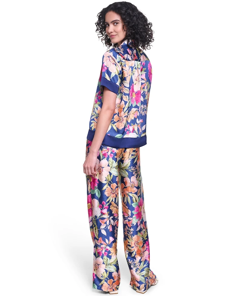 Karl Lagerfeld Paris Women's Soft Floral Print Pull-On Pants