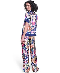 Karl Lagerfeld Paris Women's Soft Floral Print Pull-On Pants