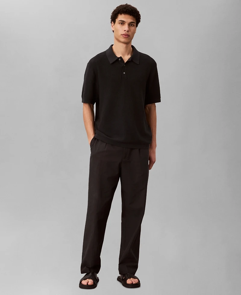 Calvin Klein Men's Textured Cotton Short-Sleeve Polo Shirt