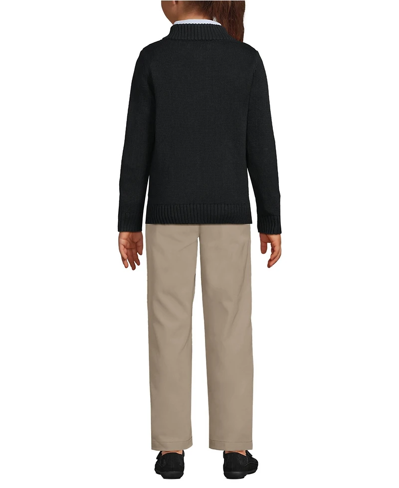 Lands' End Girls School Uniform Legacy Full Zip Cardigan