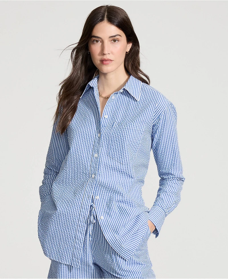 Lands' End Women's Oversized Seersucker Shirt