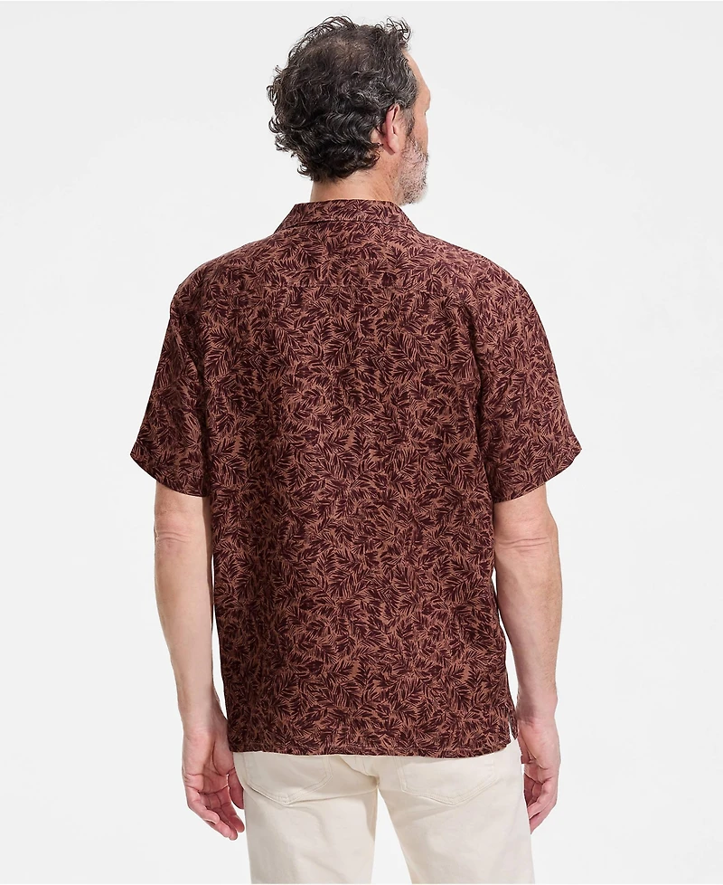 Lands' End Men's Short Sleeve Linen Hawaiian Camp Collar Shirt