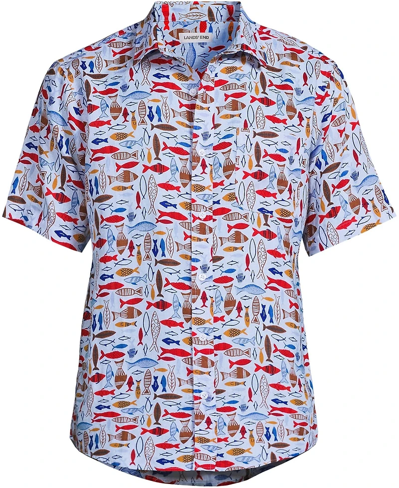 Lands' End Big & Tall Traditional Fit Short Sleeve Linen Shirt