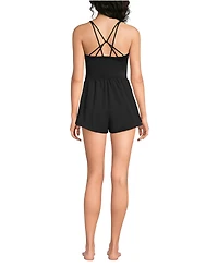 Lands' End Women's Tugless V-Neck Strappy X-Back Swim Romper