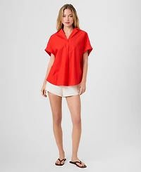 French Connection Women's Poplin Collared Top