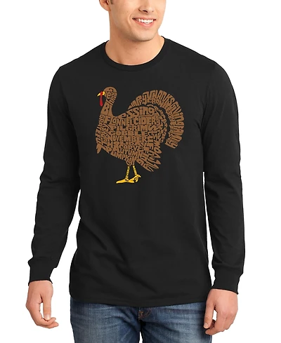 La Pop Art Men's Thanksgiving Turkey Word Long-Sleeve T-Shirt