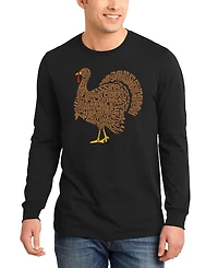 La Pop Art Men's Thanksgiving Turkey Word Long-Sleeve T-Shirt