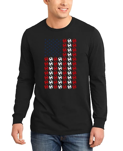La Pop Art Men's American Flag Soccer Balls Word Long-Sleeve T-Shirt