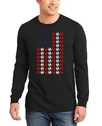 La Pop Art Men's American Flag Soccer Balls Word Long-Sleeve T-Shirt