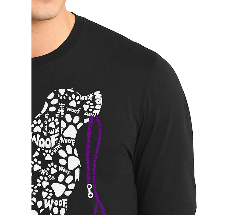 La Pop Art Men's Dog Leash Word Long-Sleeve T-Shirt