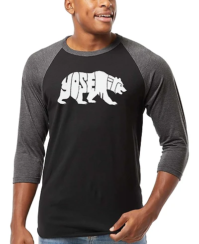 La Pop Art Men's Yosemite Bear Word Raglan-Sleeve T-Shirt