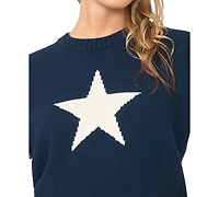 Vince Camuto Women's Star Motif Short-Sleeve Sweater
