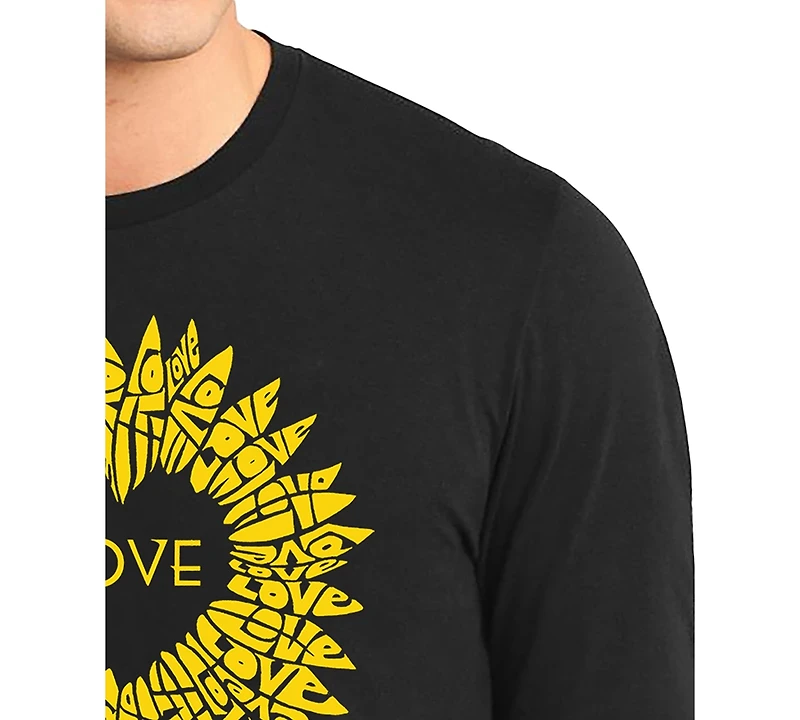 La Pop Art Men's Love Sunflower Word Long-Sleeve T-Shirt