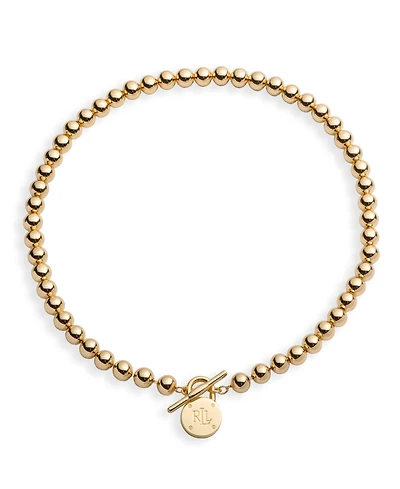 Lauren Ralph Lauren Gold-Tone Logo Beaded 17" Collar Necklace