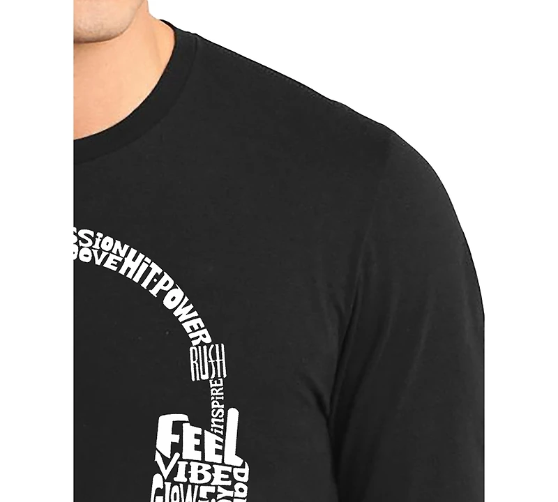 La Pop Art Men's Headphones Word Long-Sleeve T-Shirt