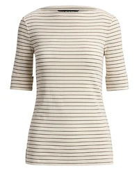 Lauren Ralph Petite Striped Boat Neck T-Shirt