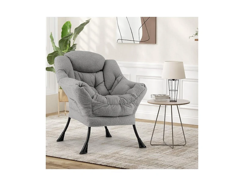 Slickblue Cozy Sherpa Accent Chair with Head Pillow Upholstered Design