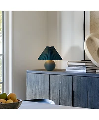 Brightech Serena Ceramic Led Table Lamp with Pleated Drum Shade