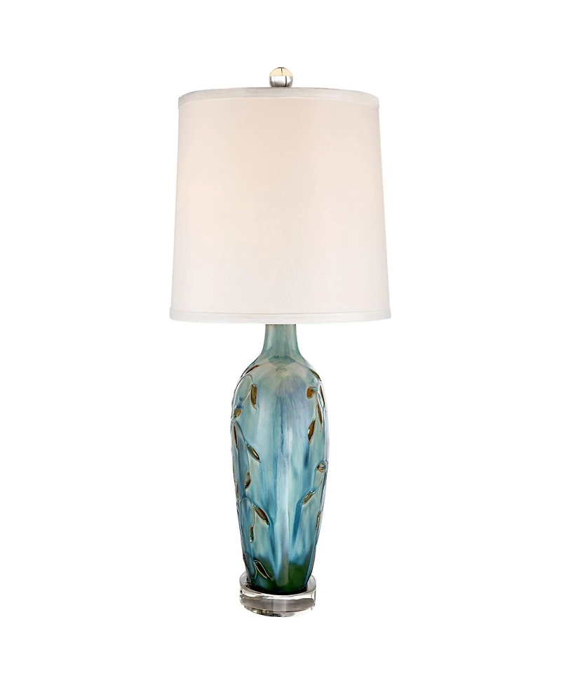 360 Lighting Devan Modern Table Lamps 24 1/2" High Set of 2 Ceramic with Led Nightlight Oval Shade for Bedroom Living Room Bedside House