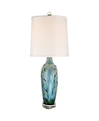 360 Lighting Devan Modern Table Lamps 24 1/2" High Set of 2 Ceramic with Led Nightlight Oval Shade for Bedroom Living Room Bedside House