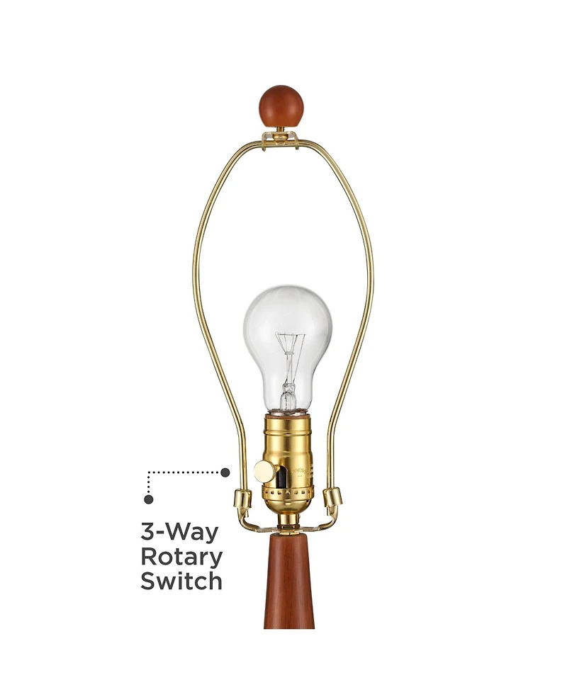 360 Lighting Andi 25" High Mid Century Modern 3-Way Table Lamp Ceramic Wood Single Shade Living Room Bedroom