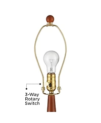 360 Lighting Andi 25" High Mid Century Modern 3-Way Table Lamp Ceramic Wood Single Shade Living Room Bedroom