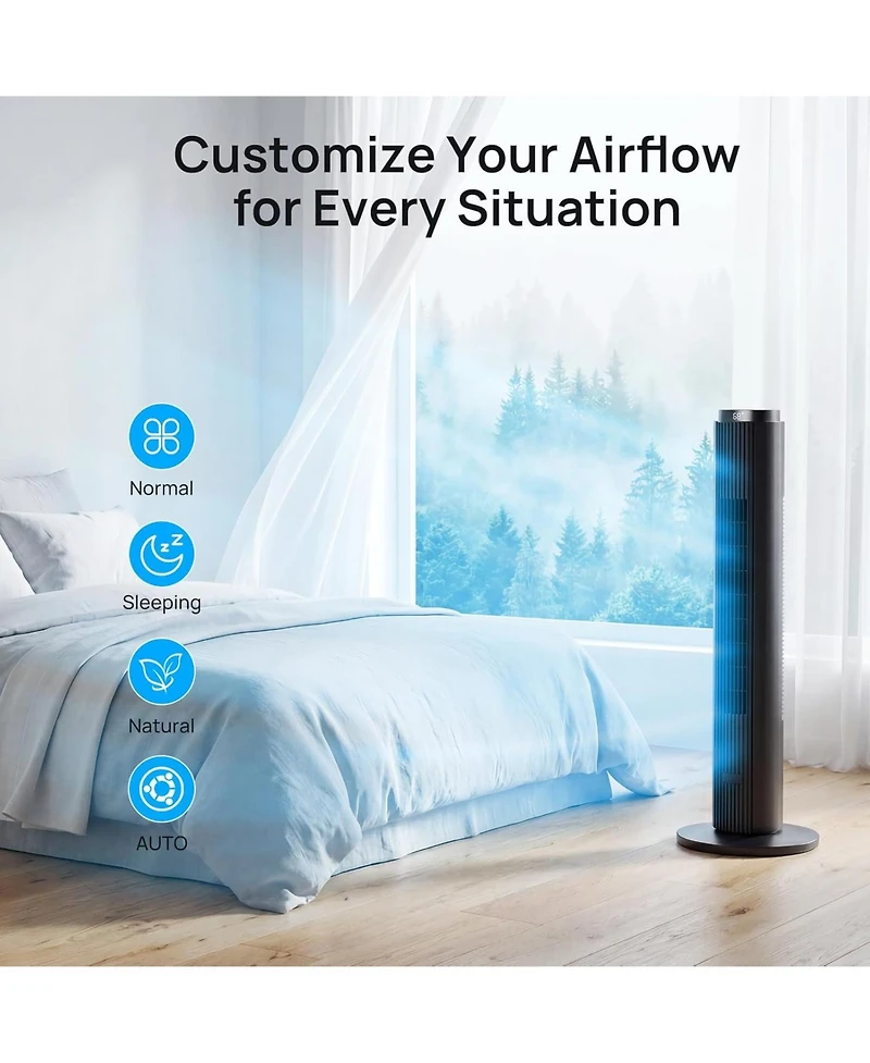 Antarctic Star 42-Inch Smart Tower Fan, App Control, Washable Grille and 12 Speeds