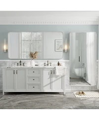 Apmir 72" x 36" High-Strength Tempered Glass and Aluminum Alloy Framed Wall Decor Bathroom Vanity Mirror in Brushed Silver