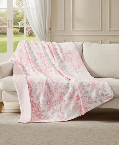 Laura Ashley Bedford Printed Plush Reversible Throw, 70" x 50"