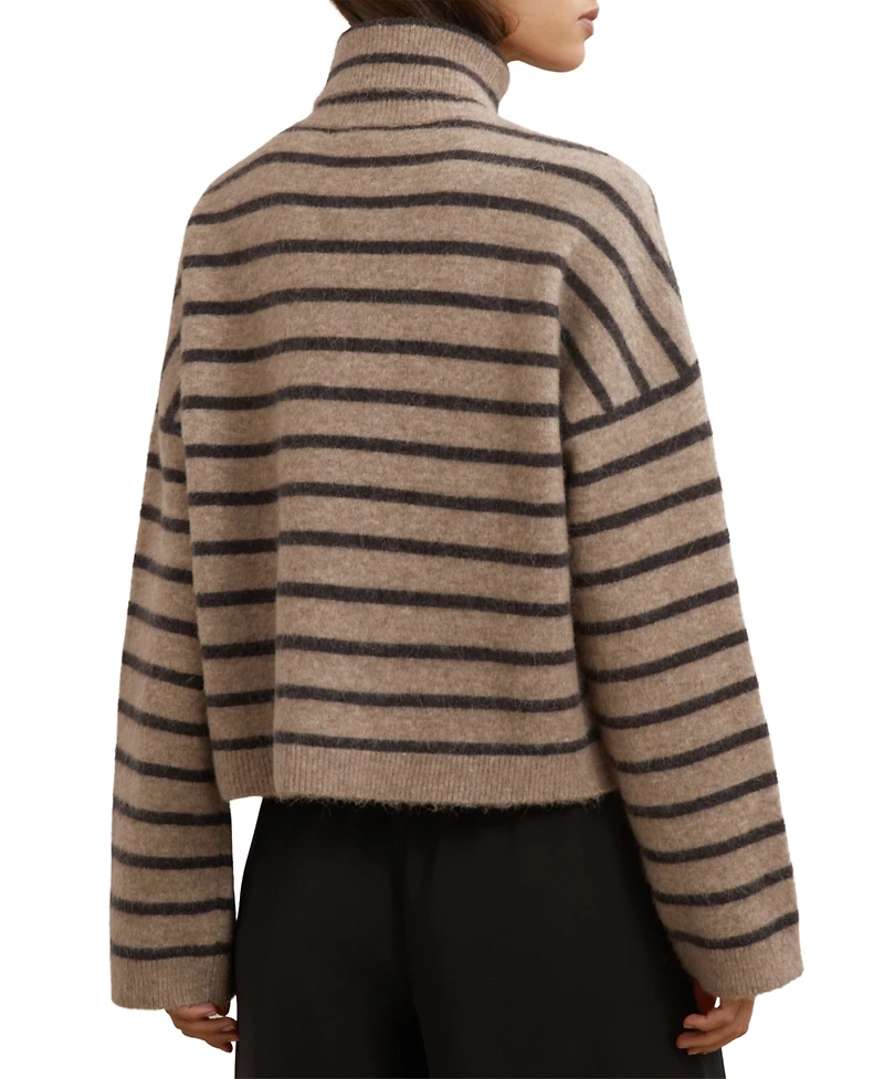 Reiss Women's Stripe Roll-Neck Jumper with Wool