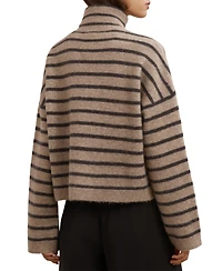Reiss Women's Stripe Roll-Neck Jumper with Wool