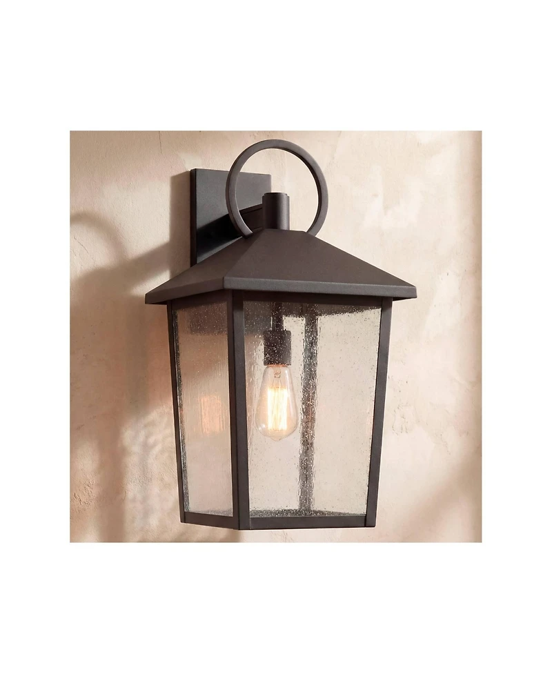 John Timberland Westmont 22" High Modern Outdoor Wall Light Fixture Mount Porch House Weatherproof Sand Black Aluminum Glass Shade