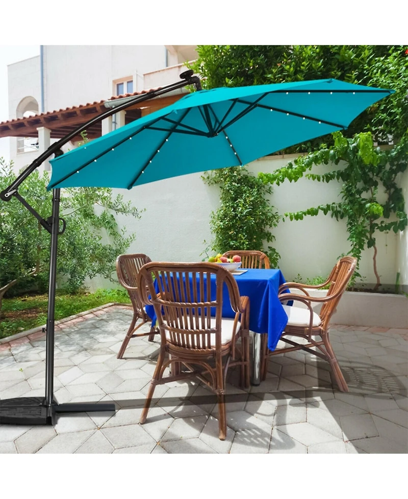 Clihome 10ft 360degree(s) Rotation Solar Led Patio Offset Umbrella (Weight Base Not Included)