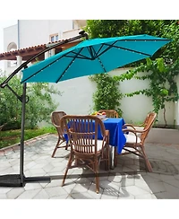 Clihome 10ft 360degree(s) Rotation Solar Led Patio Offset Umbrella (Weight Base Not Included)